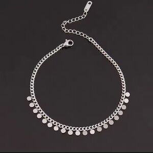 SILVER Minimalist Disc Charm Chain Anklet Bracelet 
Adjustable Stainless Steel